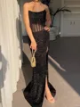Hot Sheath Straight Sweep Train Corset Evening Dress