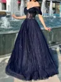 Magnificent A-line Off-the-Shoulder Ruffles Floor-Length Corset Evening Dress