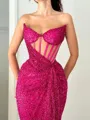 Extravagant Sheath Sweetheart Sequin Floor-Length Corset Evening Dress