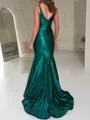 Stunning Sheath V-Neck Pleated Sweep Train Evening Dress