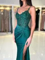 Opulent Sheath V-Neck Appliques Lace Sweep Train Corset Evening Dress