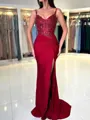 Opulent Sheath V-Neck Appliques Lace Sweep Train Corset Evening Dress