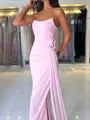 Grand Sheath Straight Pleated Floor-Length Chiffon Evening Dress