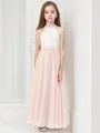 Adorable A-line Halter Sleeveless Ankle-Length Chiffon Junior/Girls Bridesmaid Dress