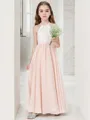 Adorable A-line Halter Sleeveless Ankle-Length Chiffon Junior/Girls Bridesmaid Dress