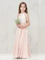 Adorable A-line Halter Sleeveless Ankle-Length Chiffon Junior/Girls Bridesmaid Dress