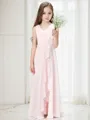 A-line Charming V-Neck Sleeveless Floor-Length Chiffon Junior/Girls Bridesmaid Dress