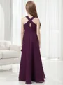 A-line Halter Delightful Sleeveless Floor-Length Chiffon Junior/Girls Bridesmaid Dress