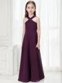 A-line Halter Delightful Sleeveless Floor-Length Chiffon Junior/Girls Bridesmaid Dress