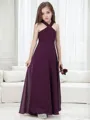 A-line Halter Delightful Sleeveless Floor-Length Chiffon Junior/Girls Bridesmaid Dress