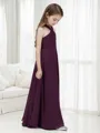 A-line Halter Delightful Sleeveless Floor-Length Chiffon Junior/Girls Bridesmaid Dress