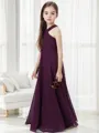 A-line Halter Delightful Sleeveless Floor-Length Chiffon Junior/Girls Bridesmaid Dress