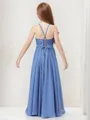 A-line Halter Sleeveless Sweet Floor-Length Chiffon Junior/Girls Bridesmaid Dress