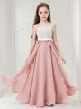 A-line Straps Sleeveless Floor-Length Innocent Chiffon Junior/Girls Bridesmaid Dress