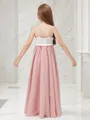 A-line Straps Sleeveless Floor-Length Innocent Chiffon Junior/Girls Bridesmaid Dress