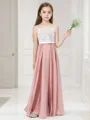 A-line Straps Sleeveless Floor-Length Innocent Chiffon Junior/Girls Bridesmaid Dress