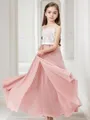 A-line Straps Sleeveless Floor-Length Innocent Chiffon Junior/Girls Bridesmaid Dress