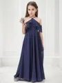 A-line Halter Sleeveless Ankle-Length Angelic Chiffon Junior/Girls Bridesmaid Dress