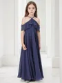 A-line Halter Sleeveless Ankle-Length Angelic Chiffon Junior/Girls Bridesmaid Dress