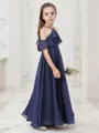 A-line Halter Sleeveless Ankle-Length Angelic Chiffon Junior/Girls Bridesmaid Dress