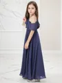 A-line Halter Sleeveless Ankle-Length Angelic Chiffon Junior/Girls Bridesmaid Dress