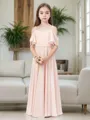Dainty A-line Straps Sleeveless Ankle-Length Chiffon Junior/Girls Bridesmaid Dress