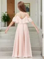 Dainty A-line Straps Sleeveless Ankle-Length Chiffon Junior/Girls Bridesmaid Dress