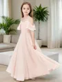 Dainty A-line Straps Sleeveless Ankle-Length Chiffon Junior/Girls Bridesmaid Dress