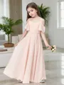 Dainty A-line Straps Sleeveless Ankle-Length Chiffon Junior/Girls Bridesmaid Dress