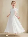 A-line Scoop Graceful Short Sleeves Ankle-Length Chiffon Junior/Girls Bridesmaid Dress