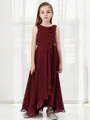 A-line Scoop Sleeveless Fairy-tale Asymmetrical Chiffon Junior/Girls Bridesmaid Dress