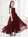 A-line Scoop Sleeveless Fairy-tale Asymmetrical Chiffon Junior/Girls Bridesmaid Dress
