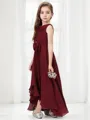 A-line Scoop Sleeveless Fairy-tale Asymmetrical Chiffon Junior/Girls Bridesmaid Dress