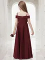 A-line Spaghetti Straps Sleeveless Floor-Length Precious Chiffon Junior/Girls Bridesmaid Dress