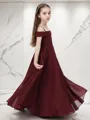 A-line Spaghetti Straps Sleeveless Floor-Length Precious Chiffon Junior/Girls Bridesmaid Dress