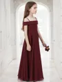 A-line Spaghetti Straps Sleeveless Floor-Length Precious Chiffon Junior/Girls Bridesmaid Dress