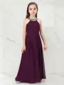Petite A-line Jewel Sleeveless Floor-Length Chiffon Junior/Girls Bridesmaid Dress