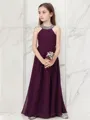 Petite A-line Jewel Sleeveless Floor-Length Chiffon Junior/Girls Bridesmaid Dress