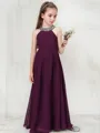 Petite A-line Jewel Sleeveless Floor-Length Chiffon Junior/Girls Bridesmaid Dress