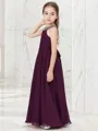 Petite A-line Jewel Sleeveless Floor-Length Chiffon Junior/Girls Bridesmaid Dress