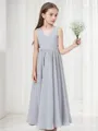 A-line Playful V-Neck Sleeveless Ankle-Length Chiffon Junior/Girls Bridesmaid Dress
