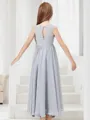 A-line Playful V-Neck Sleeveless Ankle-Length Chiffon Junior/Girls Bridesmaid Dress