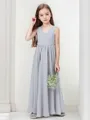 A-line Playful V-Neck Sleeveless Ankle-Length Chiffon Junior/Girls Bridesmaid Dress
