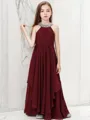 A-line Jewel Joyful Sleeveless Floor-Length Chiffon Junior/Girls Bridesmaid Dress