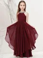 A-line Jewel Joyful Sleeveless Floor-Length Chiffon Junior/Girls Bridesmaid Dress