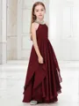 A-line Jewel Joyful Sleeveless Floor-Length Chiffon Junior/Girls Bridesmaid Dress