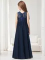 A-line Scoop Sleeveless Floor-Length Dreamy Chiffon Junior/Girls Bridesmaid Dress