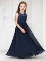 A-line Scoop Sleeveless Floor-Length Dreamy Chiffon Junior/Girls Bridesmaid Dress