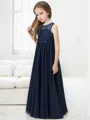 A-line Scoop Sleeveless Floor-Length Dreamy Chiffon Junior/Girls Bridesmaid Dress