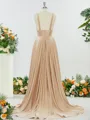 Trendy A-line V-neck Jersey Bridesmaid Dress With Slit